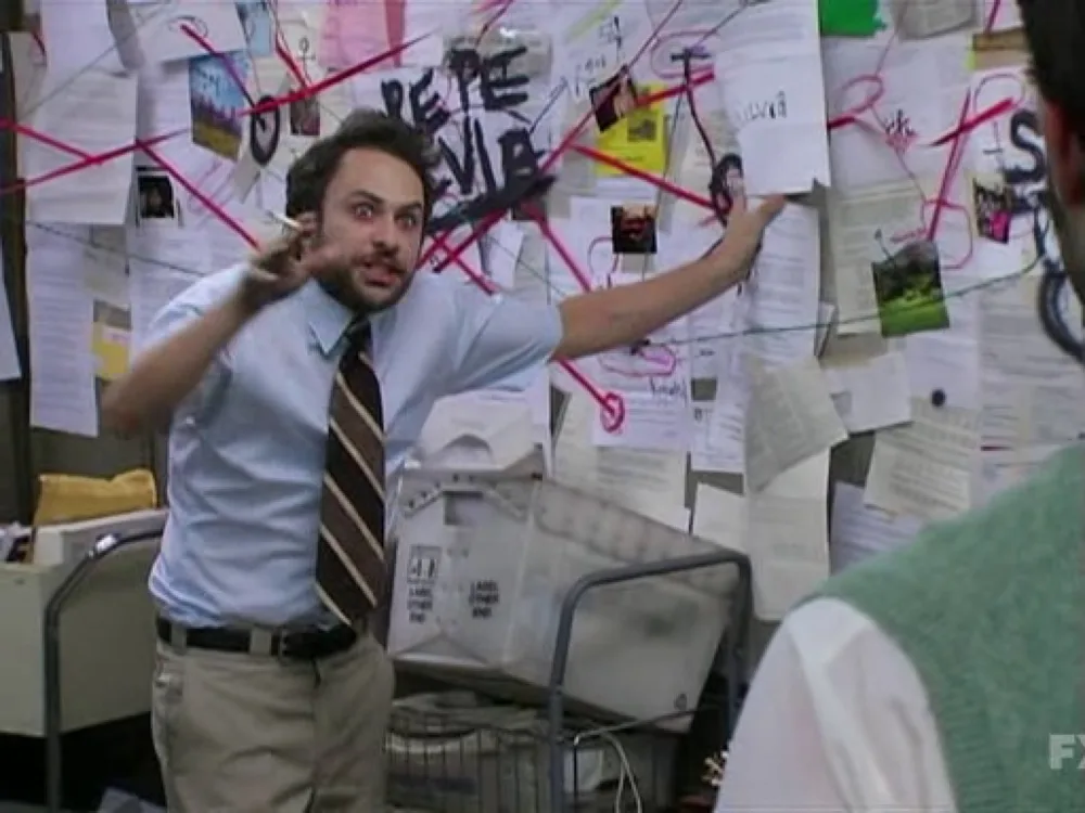 Charlie Conspiracy (Always Sunny in Philidelphia) meme: fast food, germs, EVERY DAY