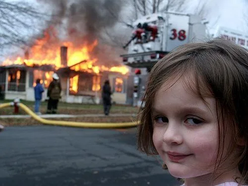 Disaster Girl meme: Jev, 94% sure the two functions do the same job (right 54% of the time)