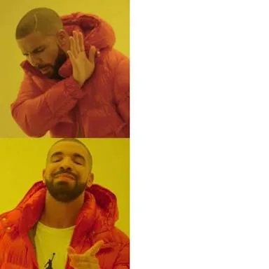 Drake No/Yes meme: push the man off the footbridge to stop the trolley; pull a lever so it hits one person instead
