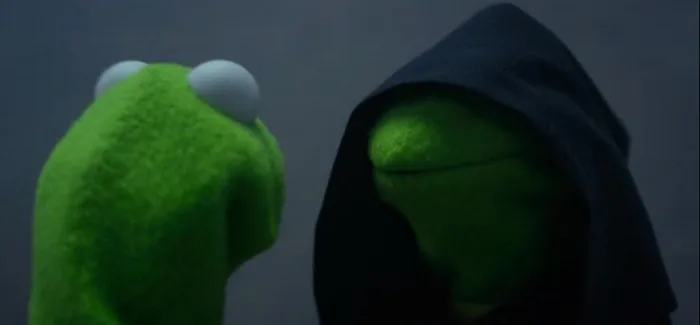 Evil Kermit meme: me: take the dark triad test honestly; me: psychopathy 0.20