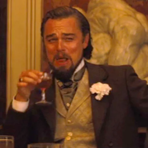 Laughing Leo meme: Jev reading that most people are stressed, petty and a little dark