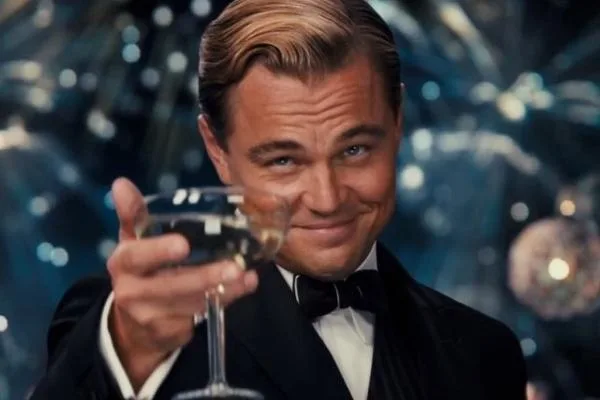 Leonardo Dicaprio Cheers meme: Jev reading a five-star review from someone who never stayed there