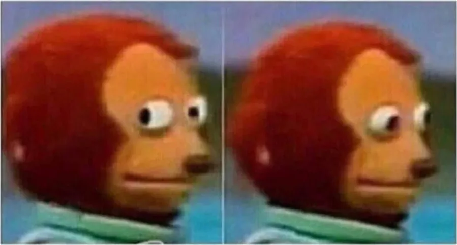 Monkey Puppet meme: When the crowd guessed too low and you did too (39% of its misses)