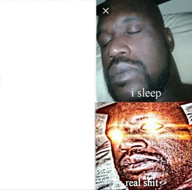 Sleeping Shaq meme: a story about feeling furious; Jev: angry, I guess