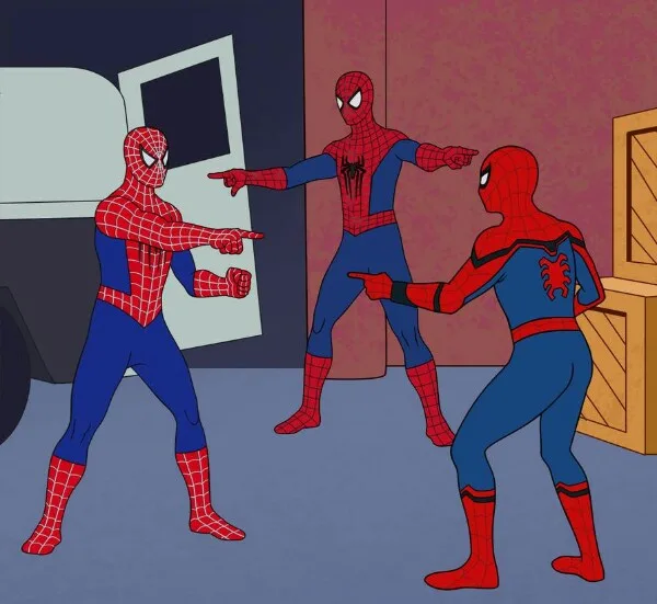 Spider Man Triple meme: 5 described levels; 7 described levels; numbered levels