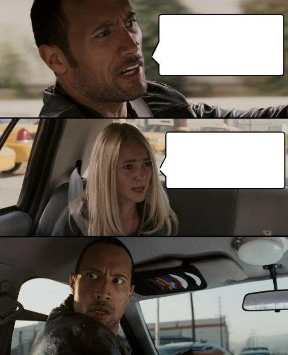 The Rock Driving meme: Jev: I'll go with A; most people picked B