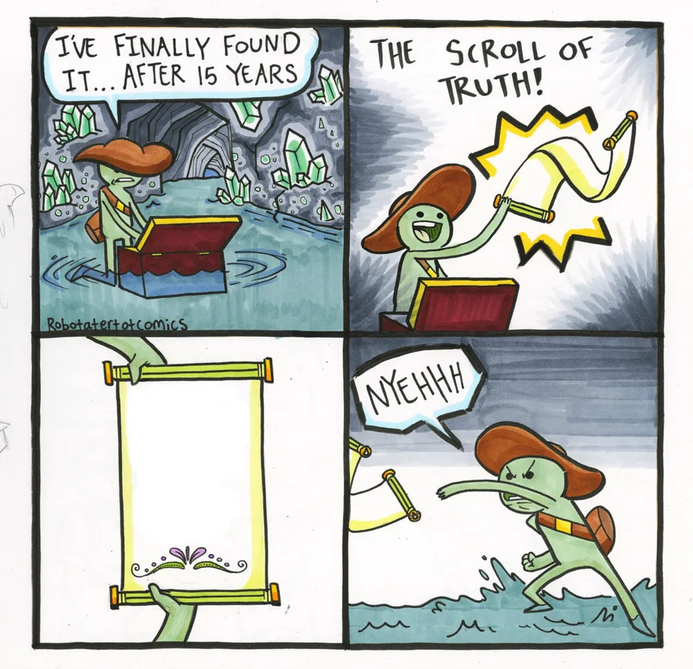 The Scroll Of Truth meme: bankers were trusted in 2005 (41%)