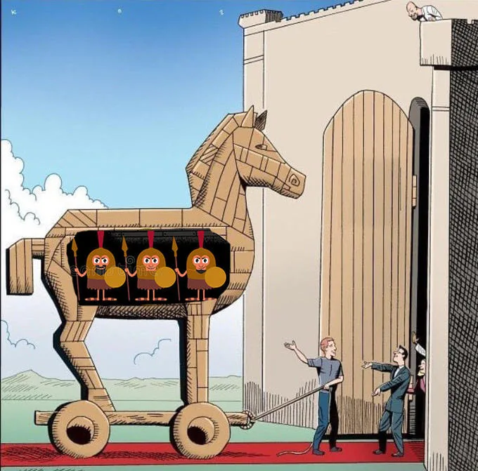 Trojan Horse meme: a random number from a wheel; Jev's estimate