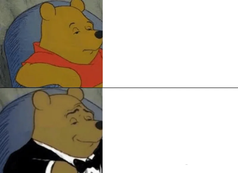 Tuxedo Winnie The Pooh meme: going to the beach; Bora Bora's lagoon
